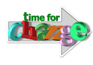 illustration d'une flèche vers la droite avec comme légende "time for change" pour dire qu'il est temps de faire une refonte de site web