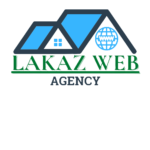 Logo de notre agence web représentant le toit de la maison du web placé au dessus du nom de l'agence nommé "Lakaz Web"